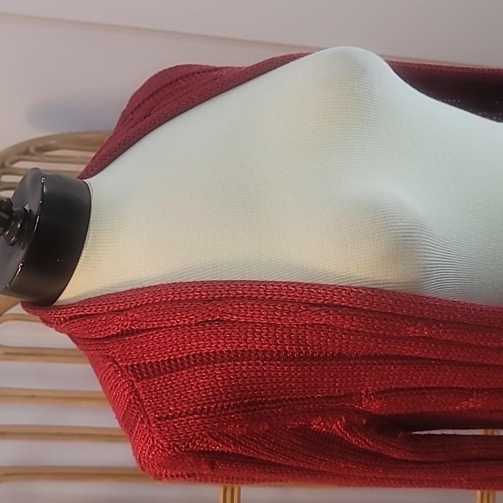 INC International Concepts red cable knit long cardigan size large shiny